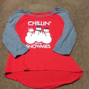 Christmas t-shirt Medium Chillin with my snowmies snowmen Winter EUC